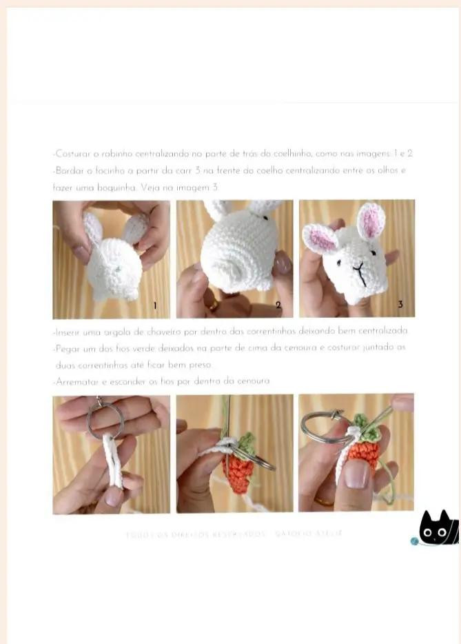 Tutorial Móc Len Búp bê Thỏ Chìa Khói Trắng và Cà Rốt