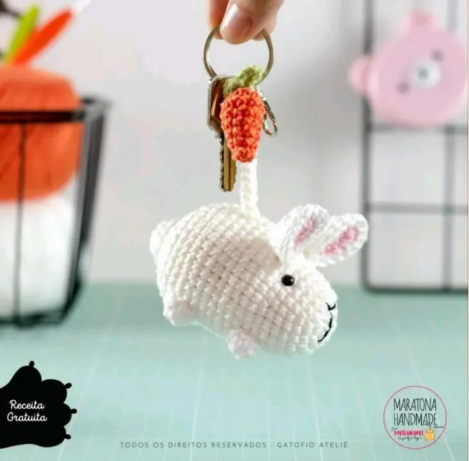 Tutorial Móc Len Búp bê Thỏ Chìa Khói Trắng và Cà Rốt