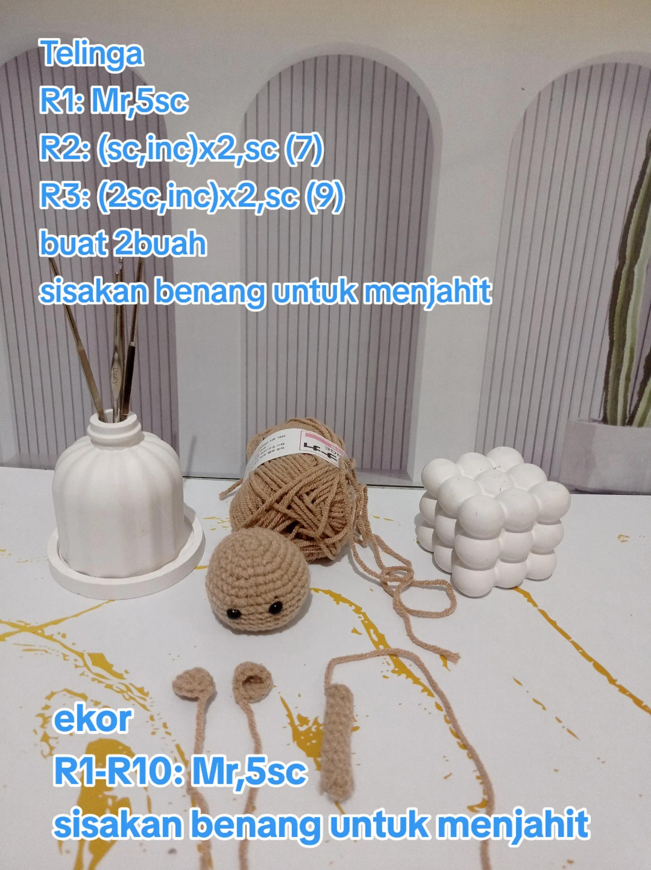 Tutorial Móc Len Đầu Con Mèo Nâu Cute Đơn Giản