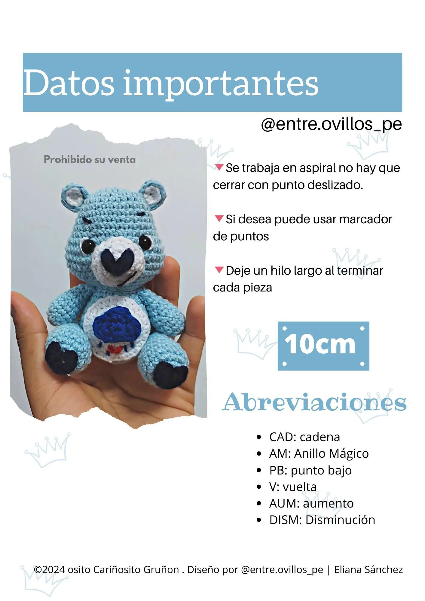 Tutorial Móc Len Gấu Osito Cariñosito Màu Xanh