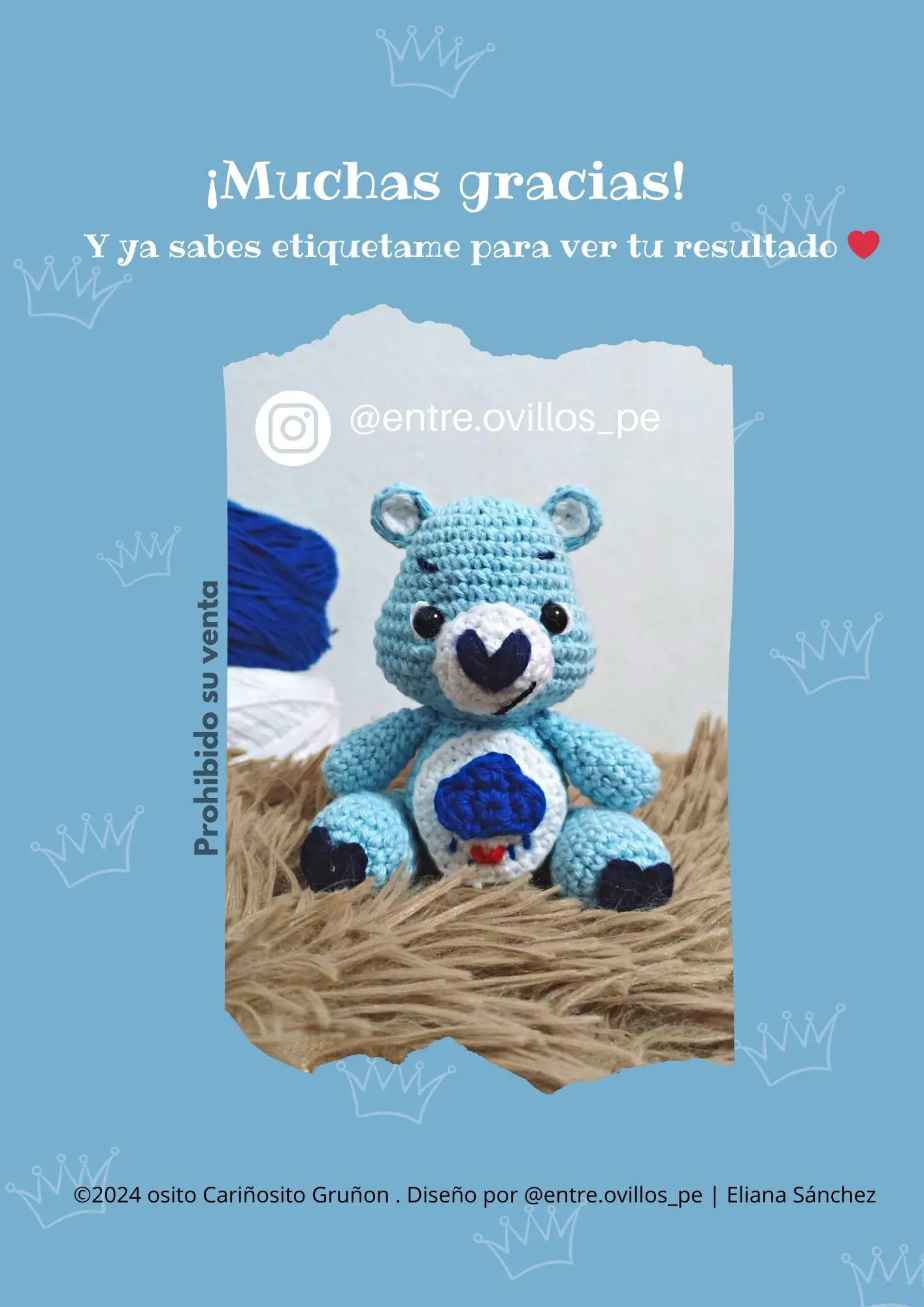 Tutorial Móc Len Gấu Osito Cariñosito Màu Xanh