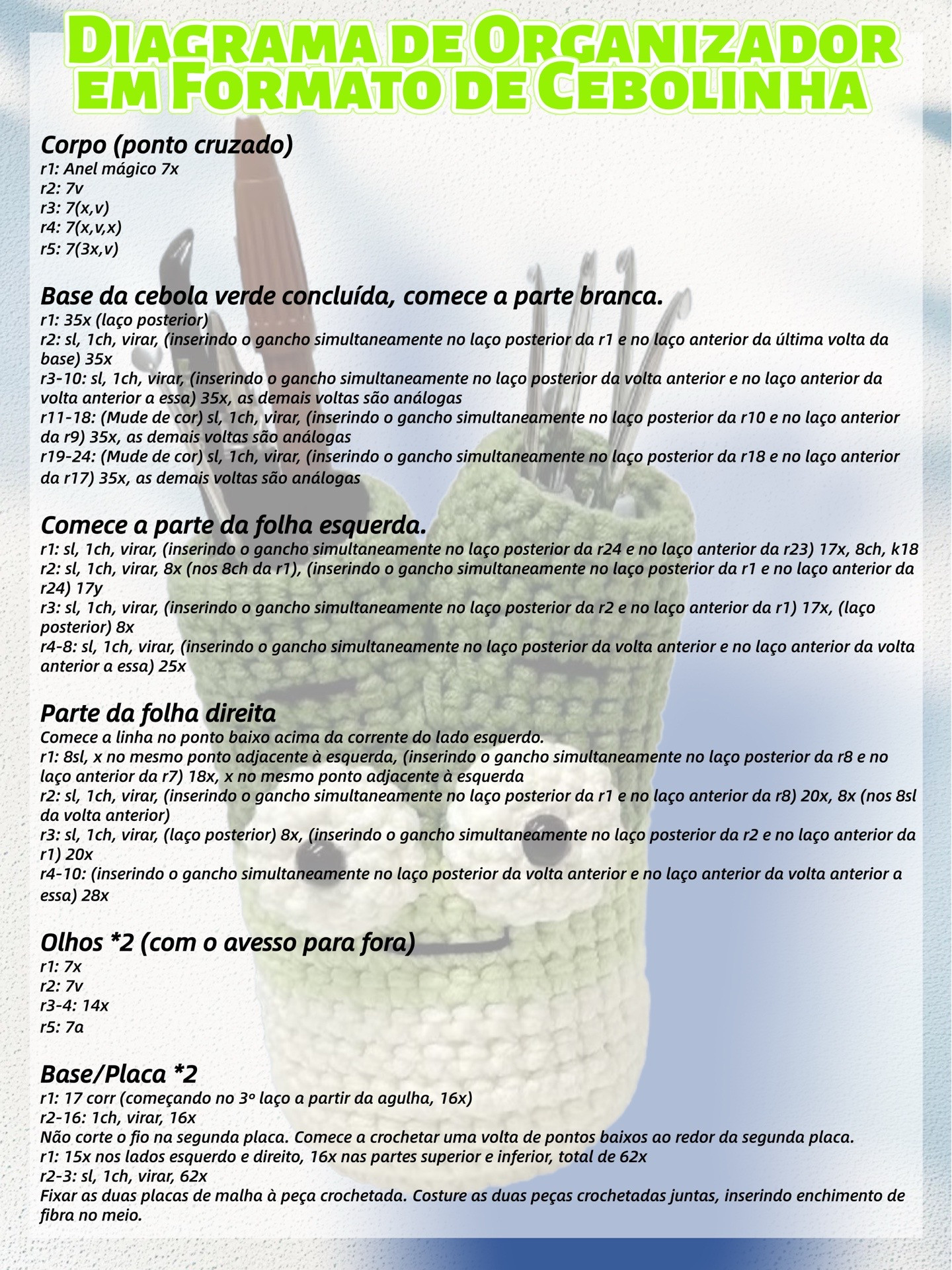 Tutorial Móc Len: Hộp Để Dụng Cụ Hình Cọng Hành Xanh