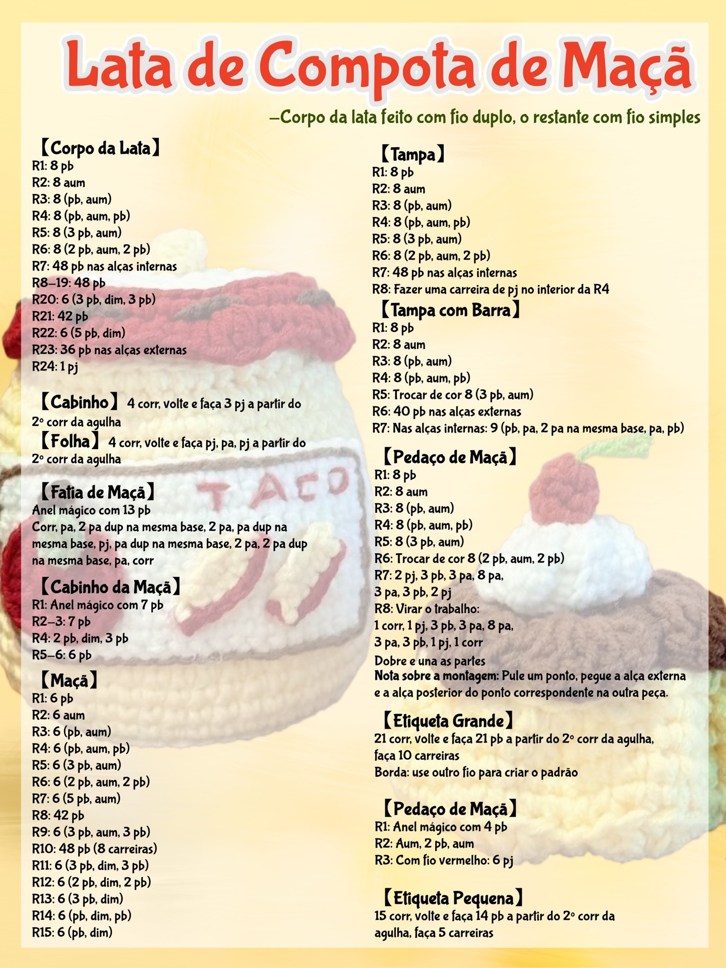 Tutorial Móc Len Lata Mứt Táo - Apple Jam Jar Crochet Pattern