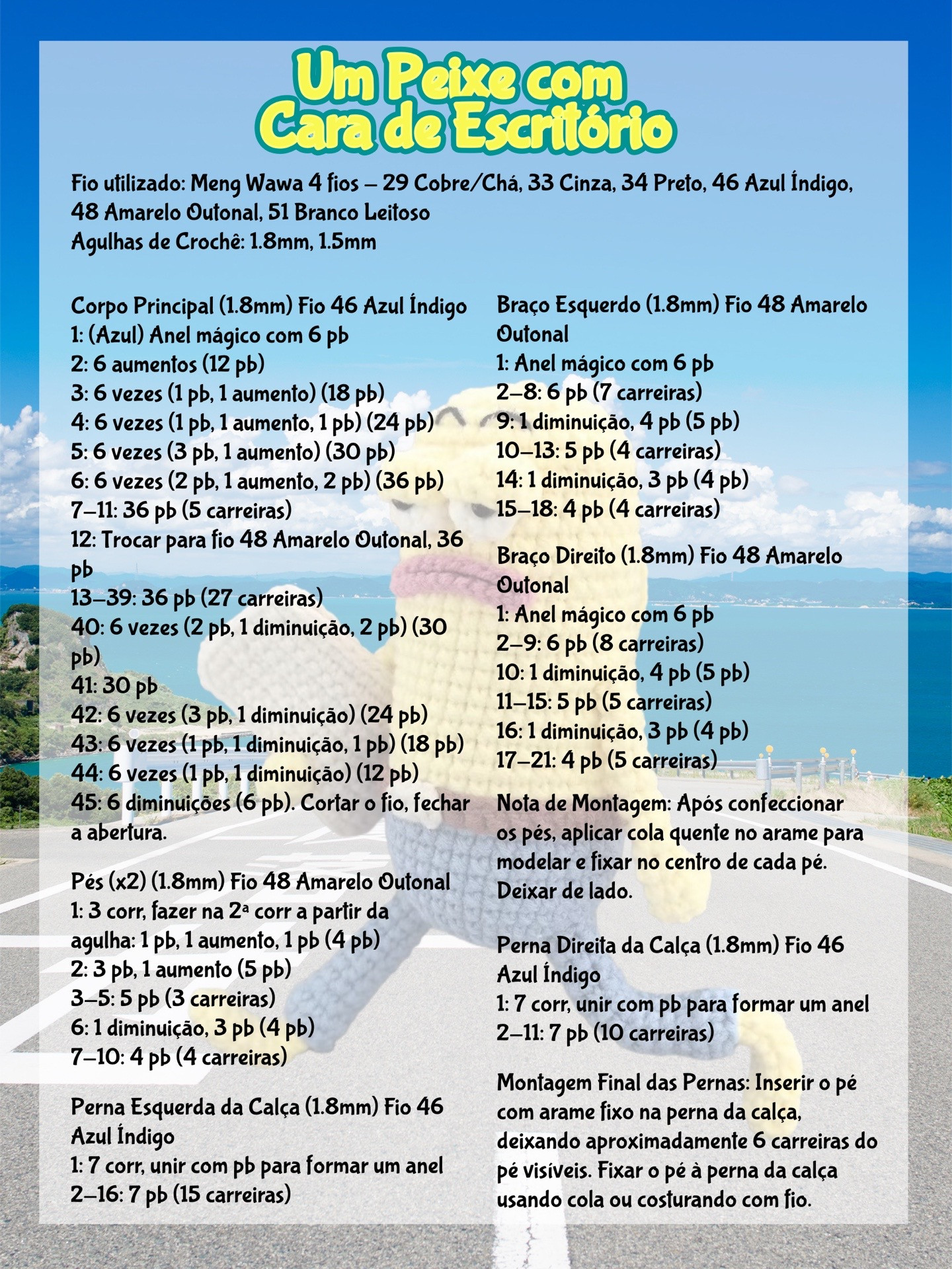 Tutorial Móc Len Nhân Vật Peixe com Cara de Escritório