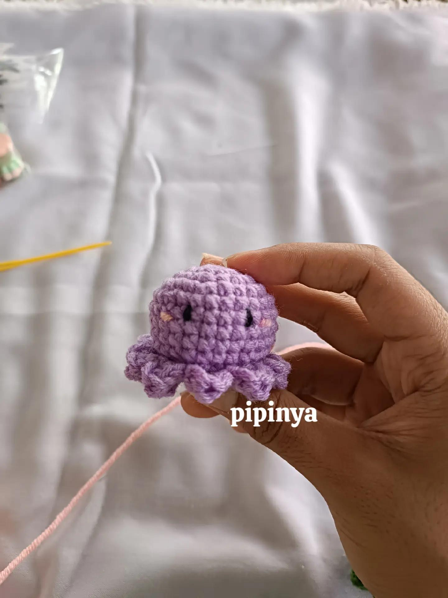 Tutorial Móc Len Octopus Mini Tím Cam Dễ Thương