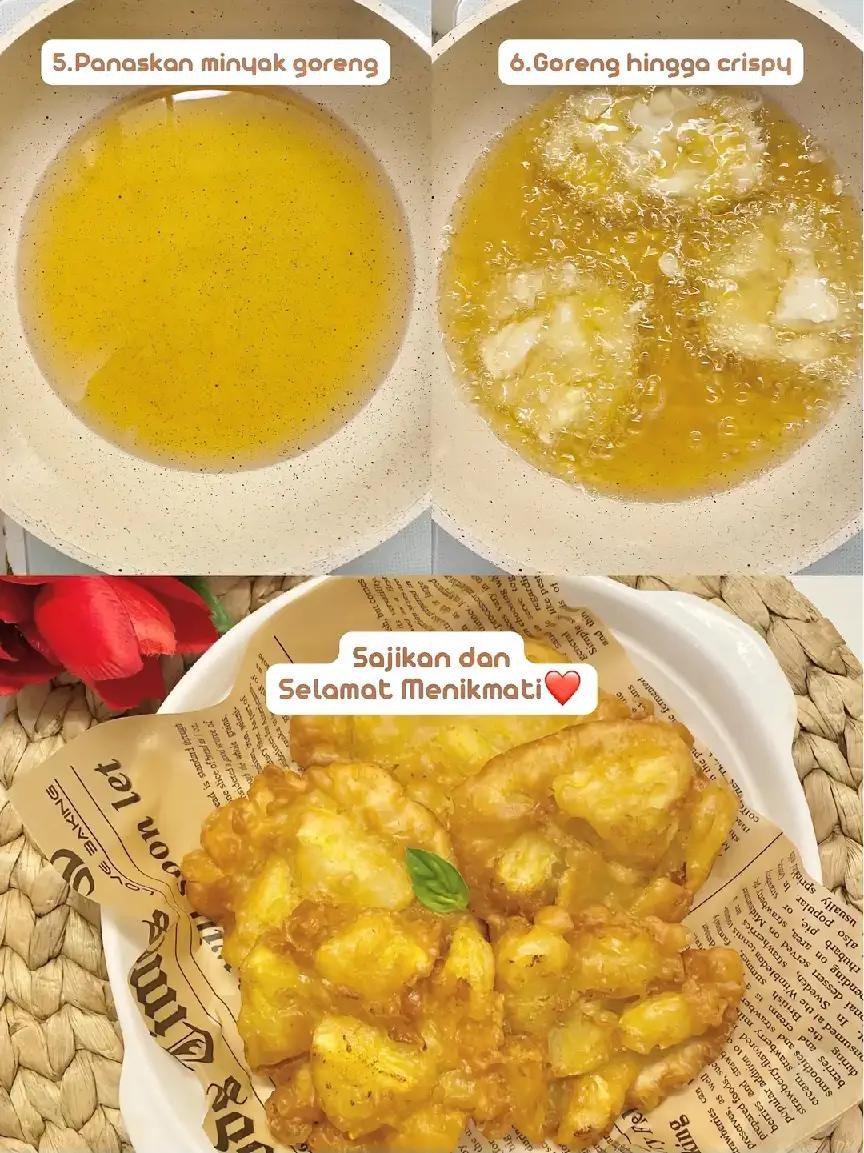 Tutorial Nanas Goreng Super Crunchy: Cách làm món ăn vặt chiên giòn tan, ngọt ngào từ dứa và bột