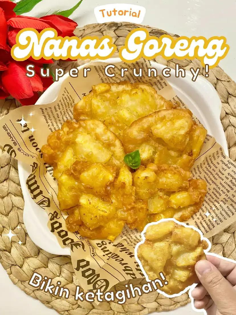 Tutorial Nanas Goreng Super Crunchy: Cách làm món ăn vặt chiên giòn tan, ngọt ngào từ dứa và bột