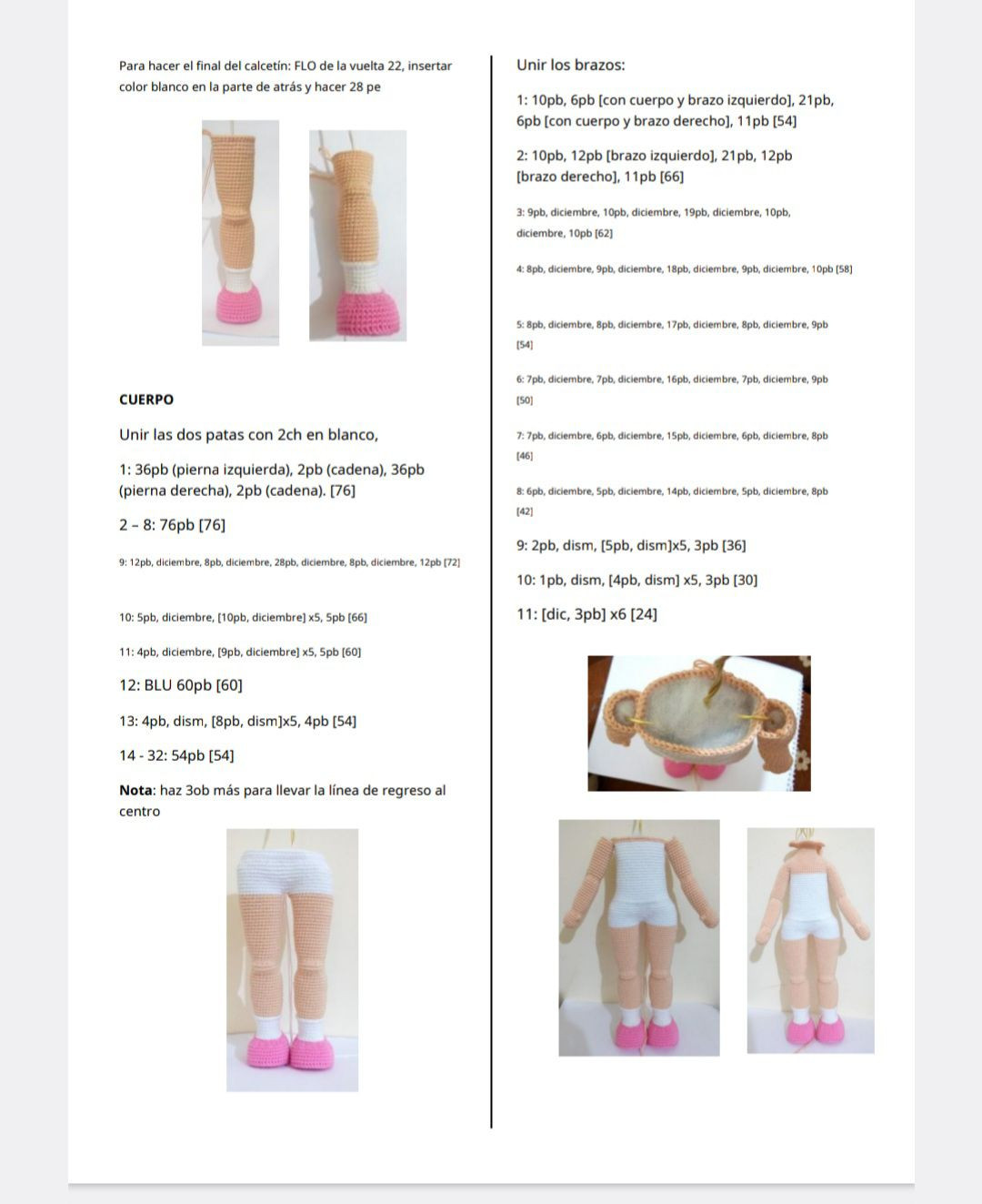 Tutorial para hacer muñeca amigurumi con vestido rosa y pelo rubio