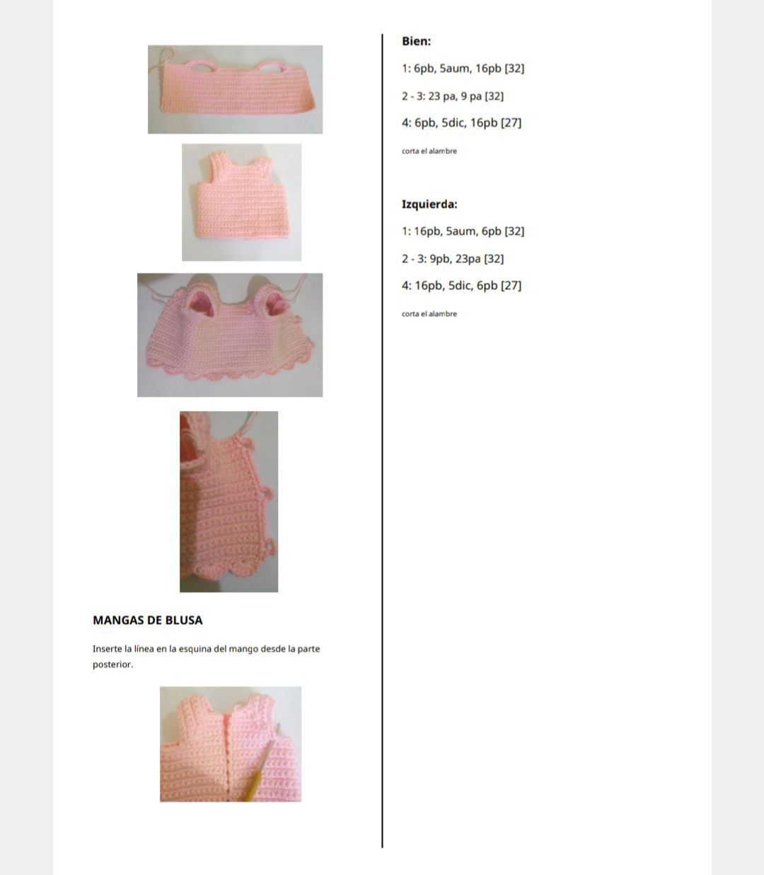 Tutorial para hacer muñeca amigurumi con vestido rosa y pelo rubio