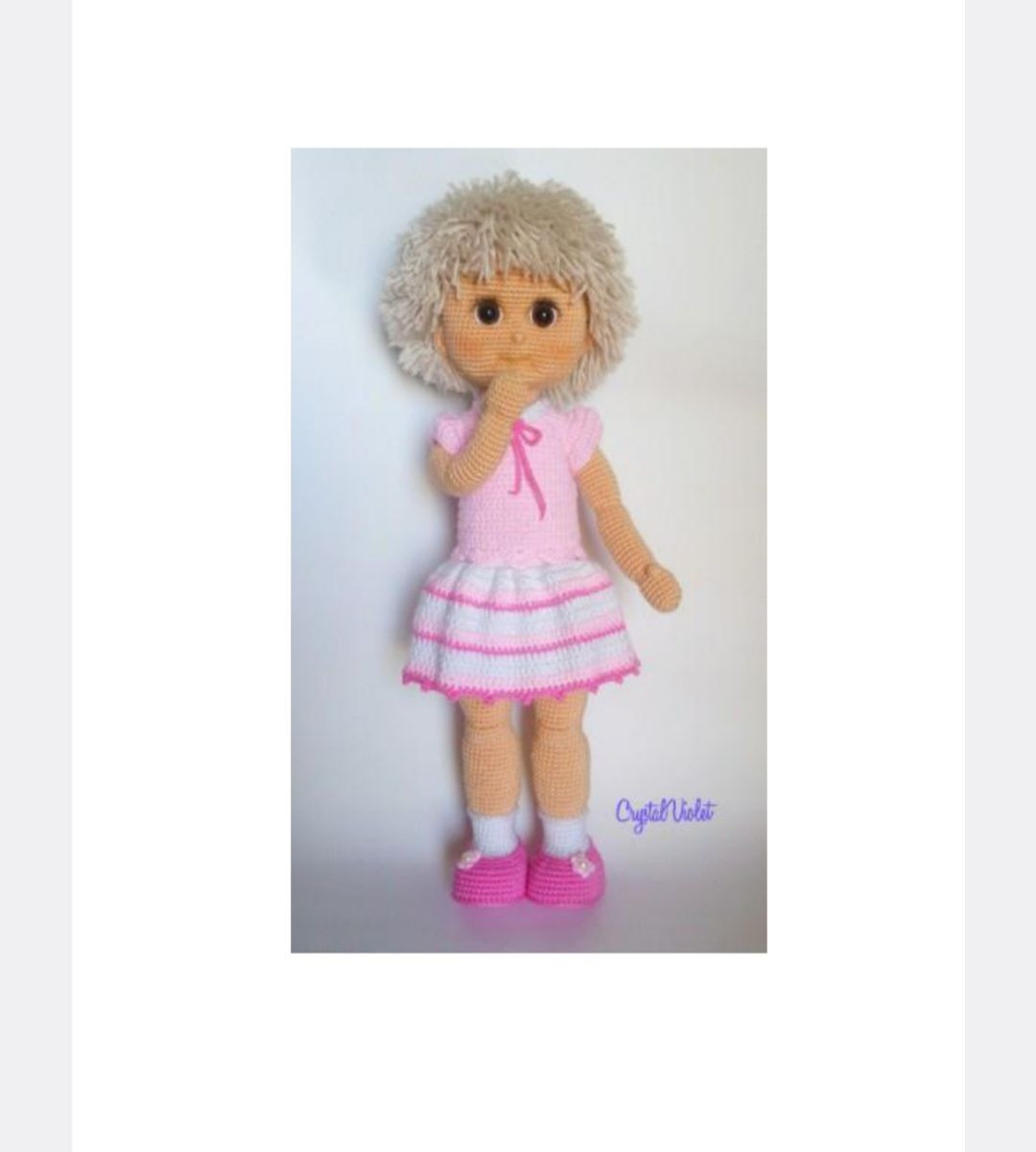 Tutorial para hacer muñeca amigurumi con vestido rosa y pelo rubio