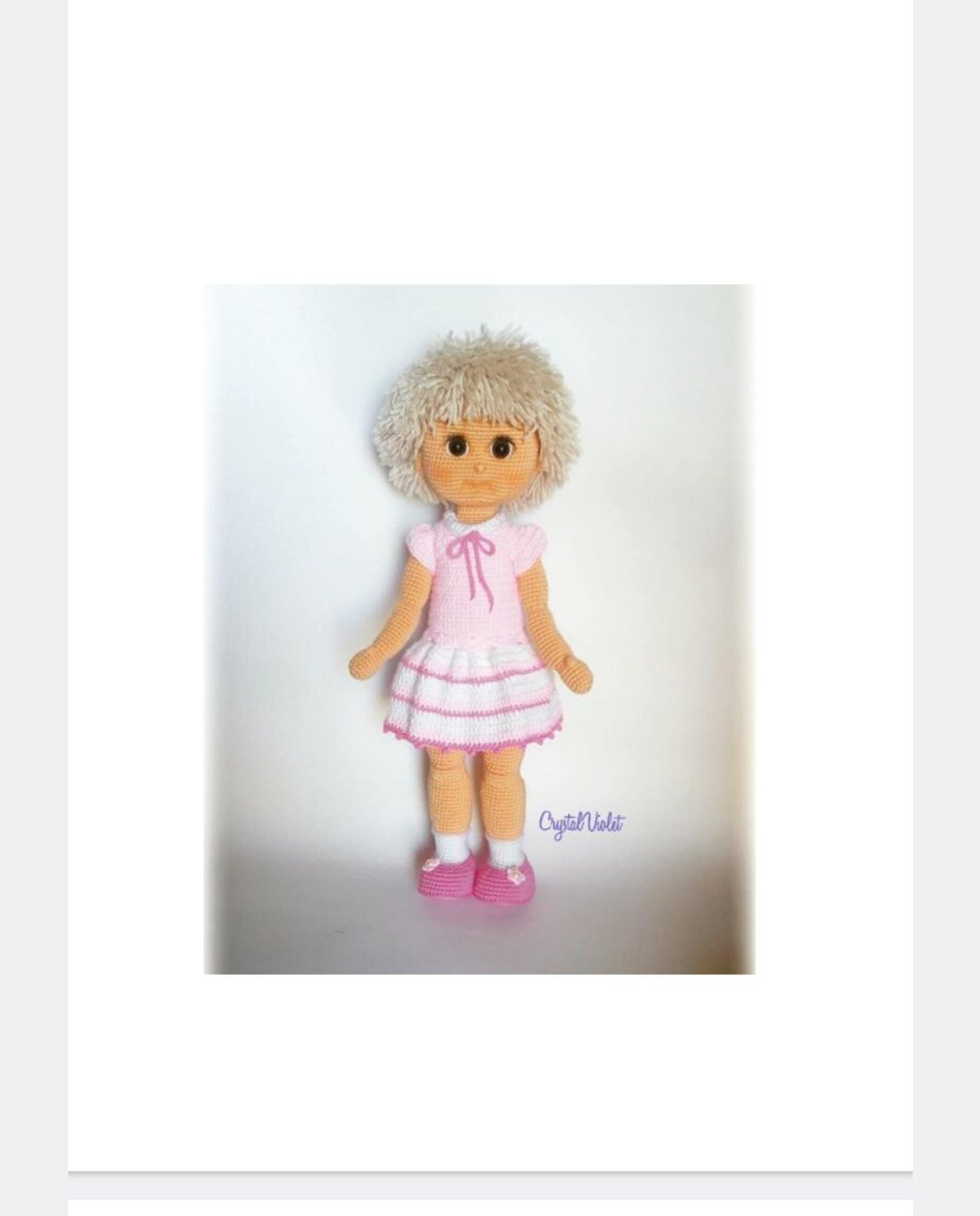 Tutorial para hacer muñeca amigurumi con vestido rosa y pelo rubio