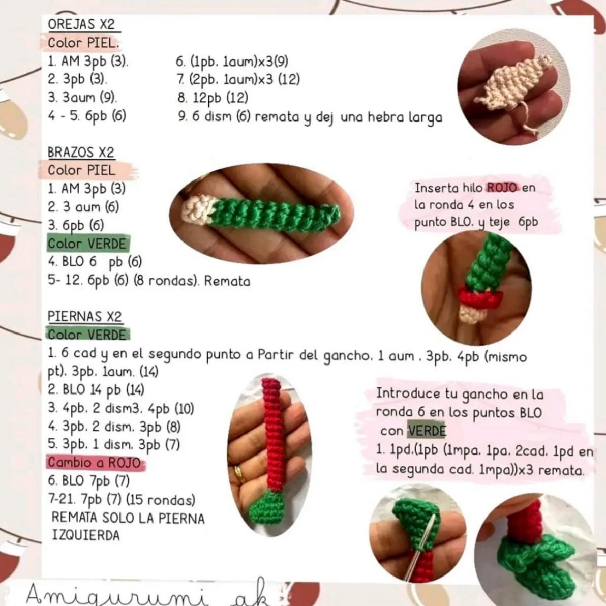 Tutorial paso a paso Amigurumi Duende Navideño