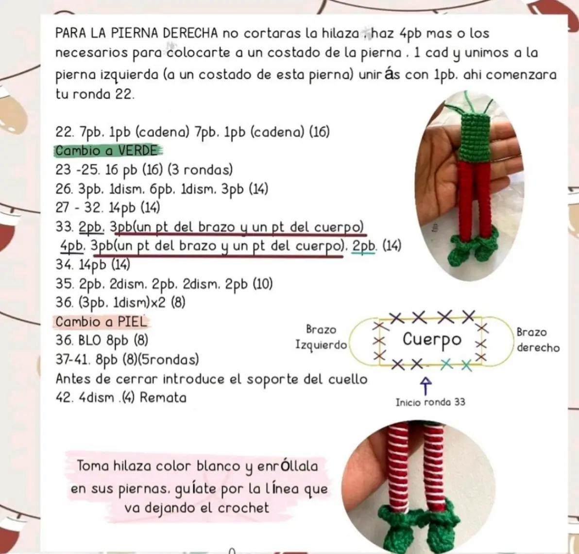 Tutorial paso a paso Amigurumi Duende Navideño