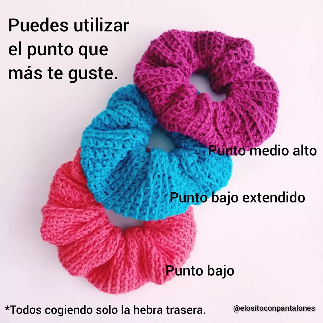 Tutorial paso a paso para hacer Scrunchies (Coleteros) de crochet fáciles y coloridos