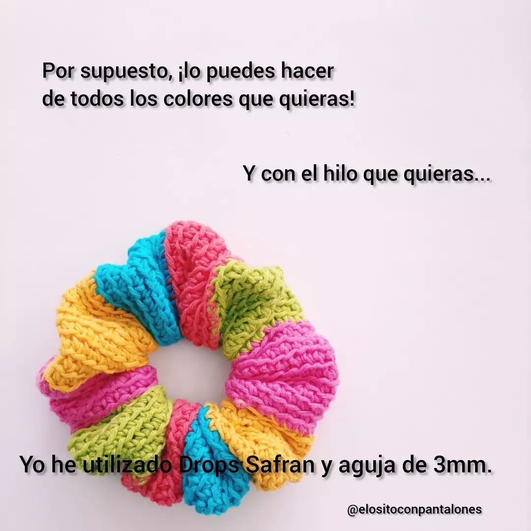 Tutorial paso a paso para hacer Scrunchies (Coleteros) de crochet fáciles y coloridos