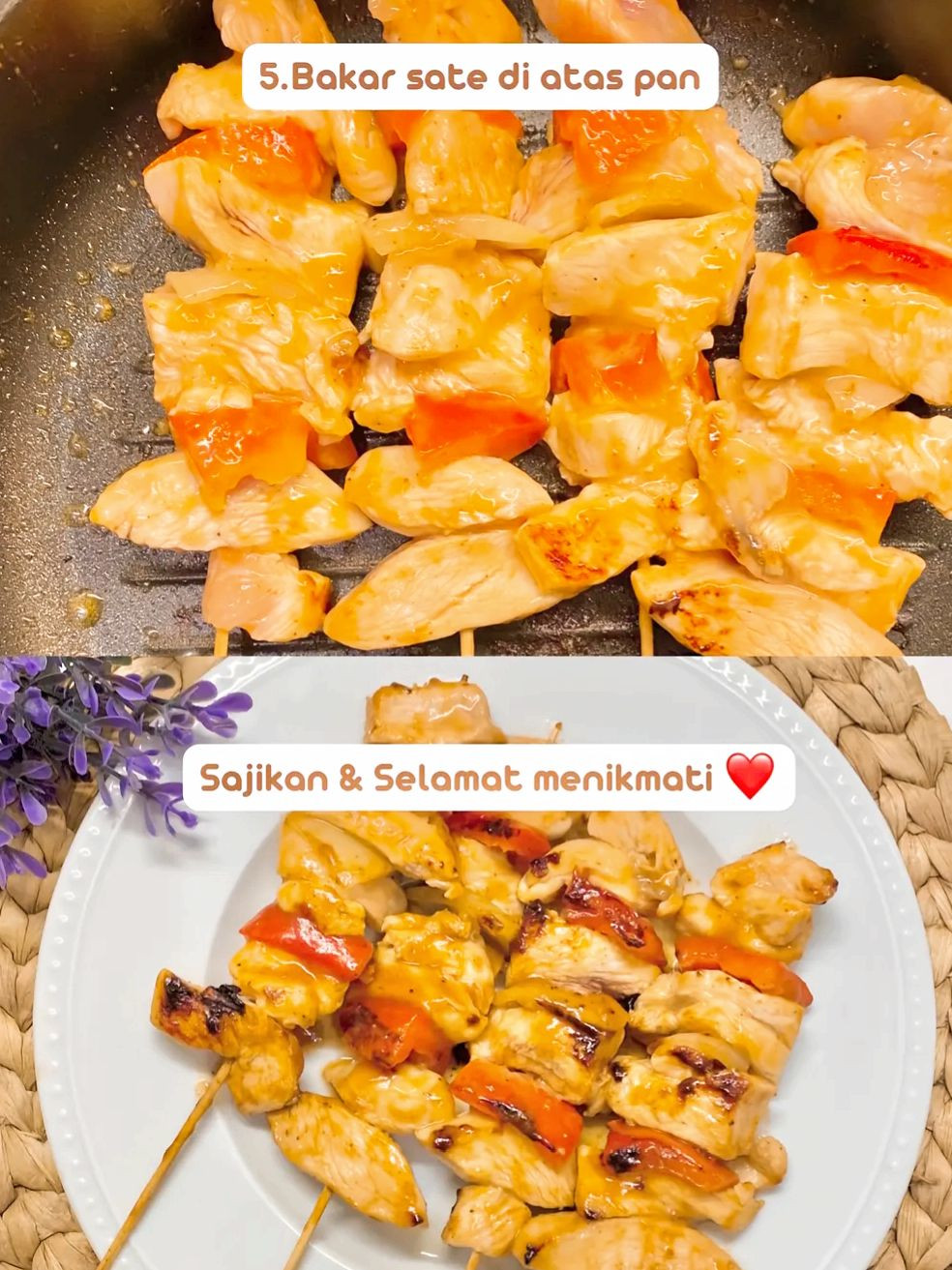 Tutorial Sate Ayam Barbeque: Cách làm xiên thịt gà nướng sốt BBQ ngon tuyệt với ớt chuông và hành tây