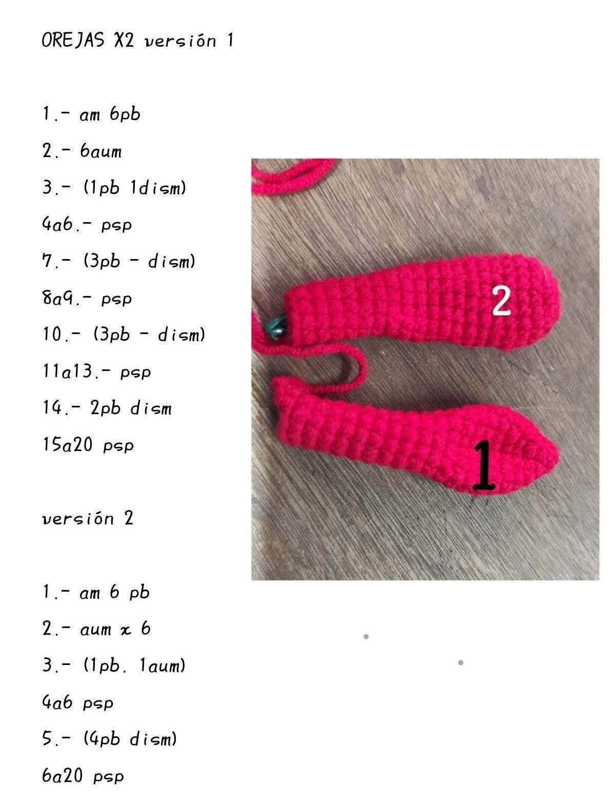 Tutoriales de amigurumi: conejo rojo con patas largas