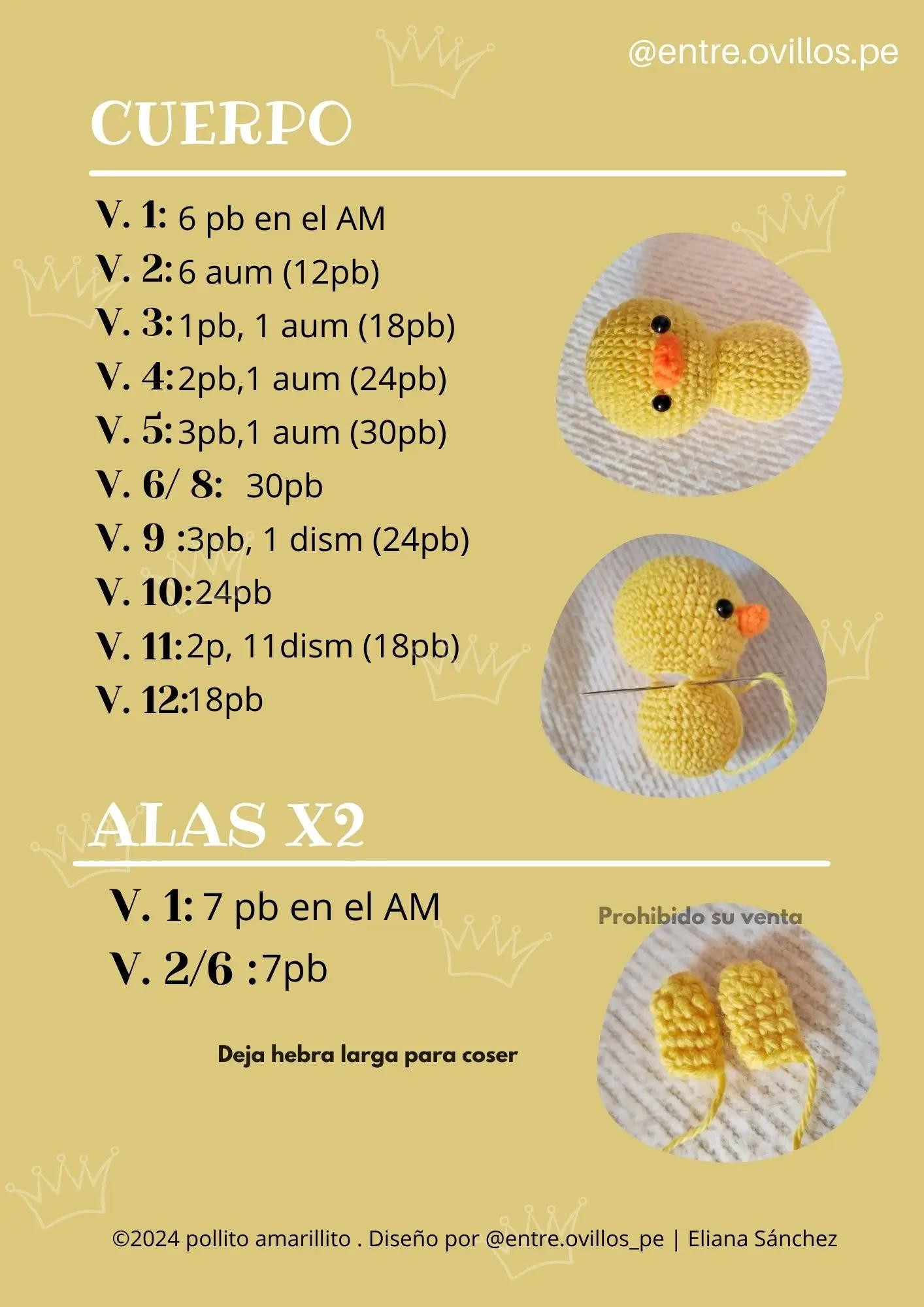 Tutoriales de Pollito Amarillito: Materiales y Patrones para Cabeza, Cuerpo y Alas