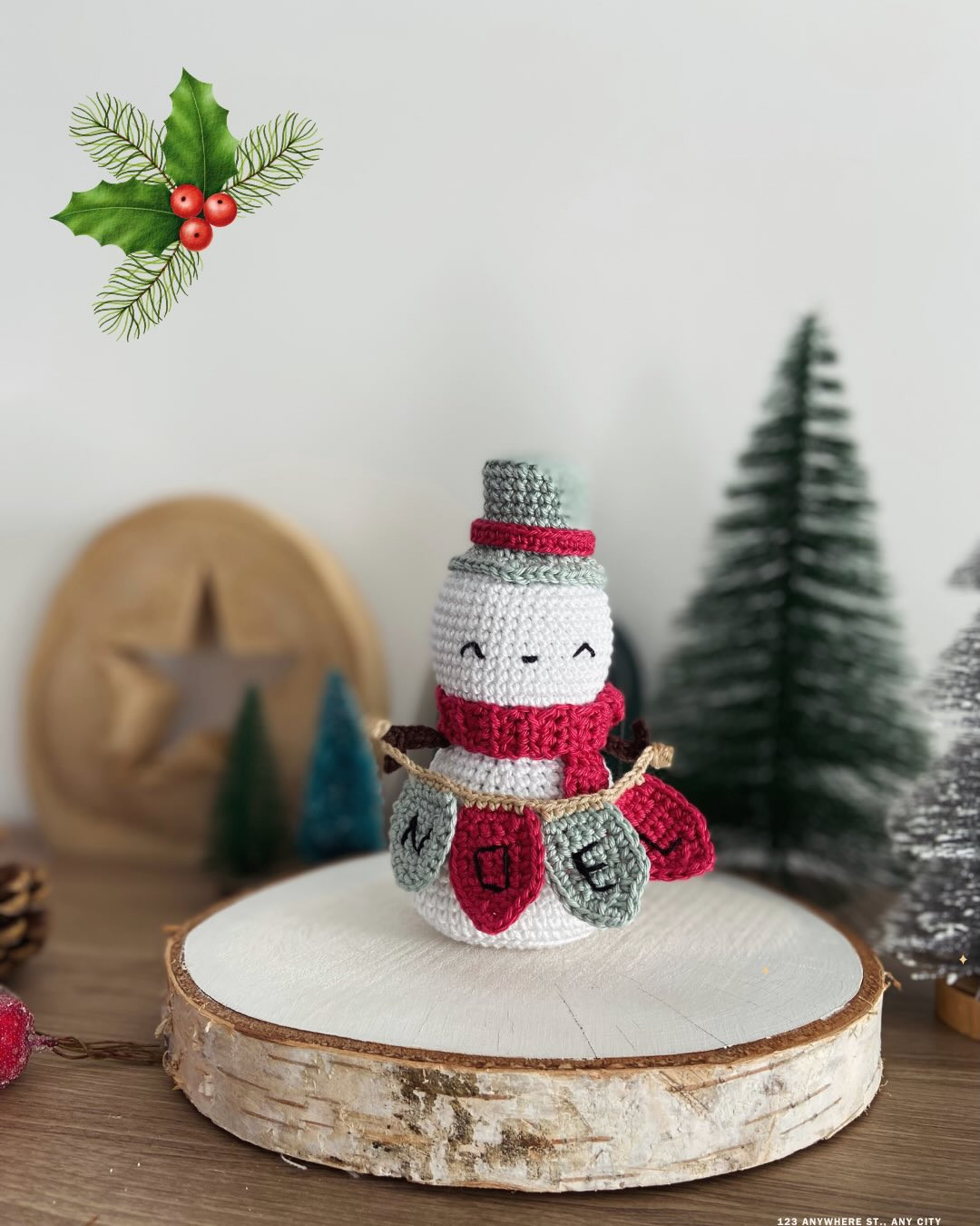 Tutoriel Crochet Bonhomme de Neige Amigurumi Noël avec Bannière JOYEUX