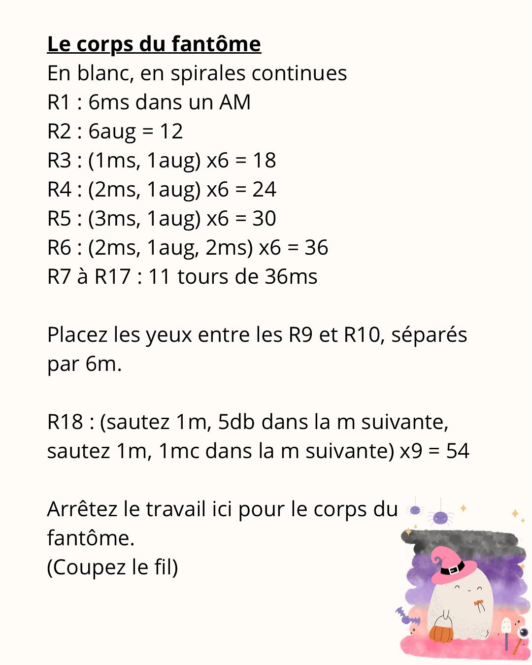 Tutoriel gratuit : Comment crocheter un petit fantôme mignon pour Halloween (Amigurumi)