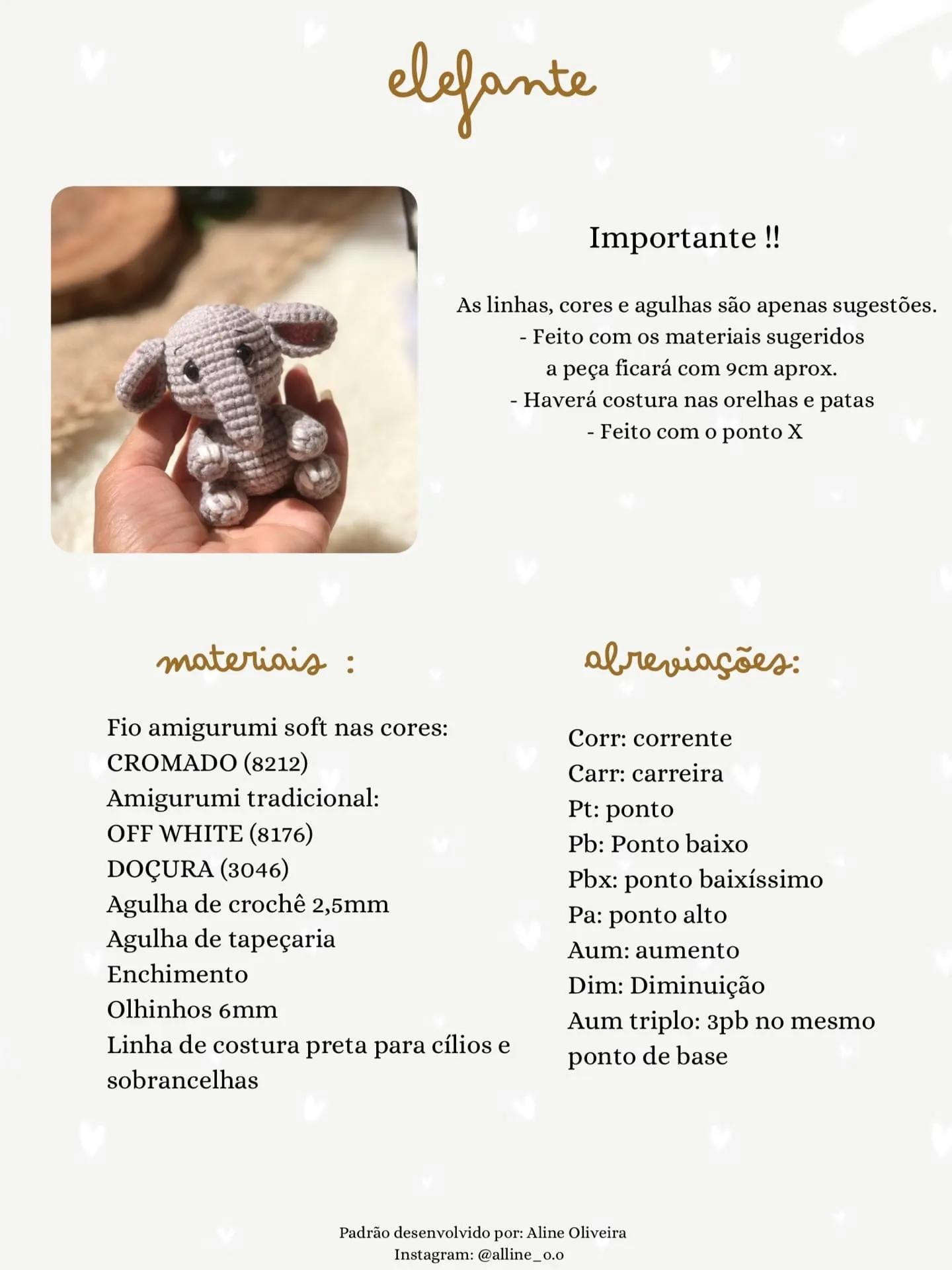 Tutoriel gratuit pour éléphant amigurumi gris et rose