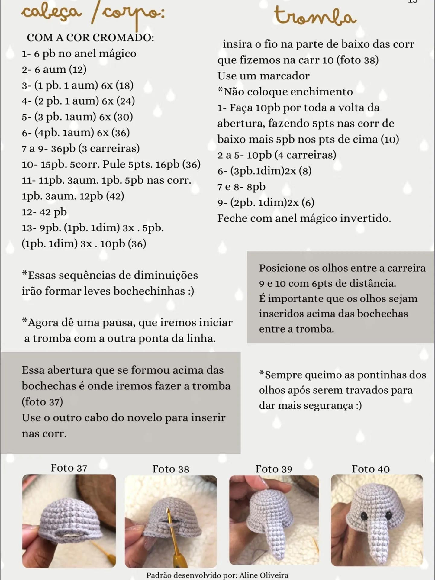 Tutoriel gratuit pour éléphant amigurumi gris et rose