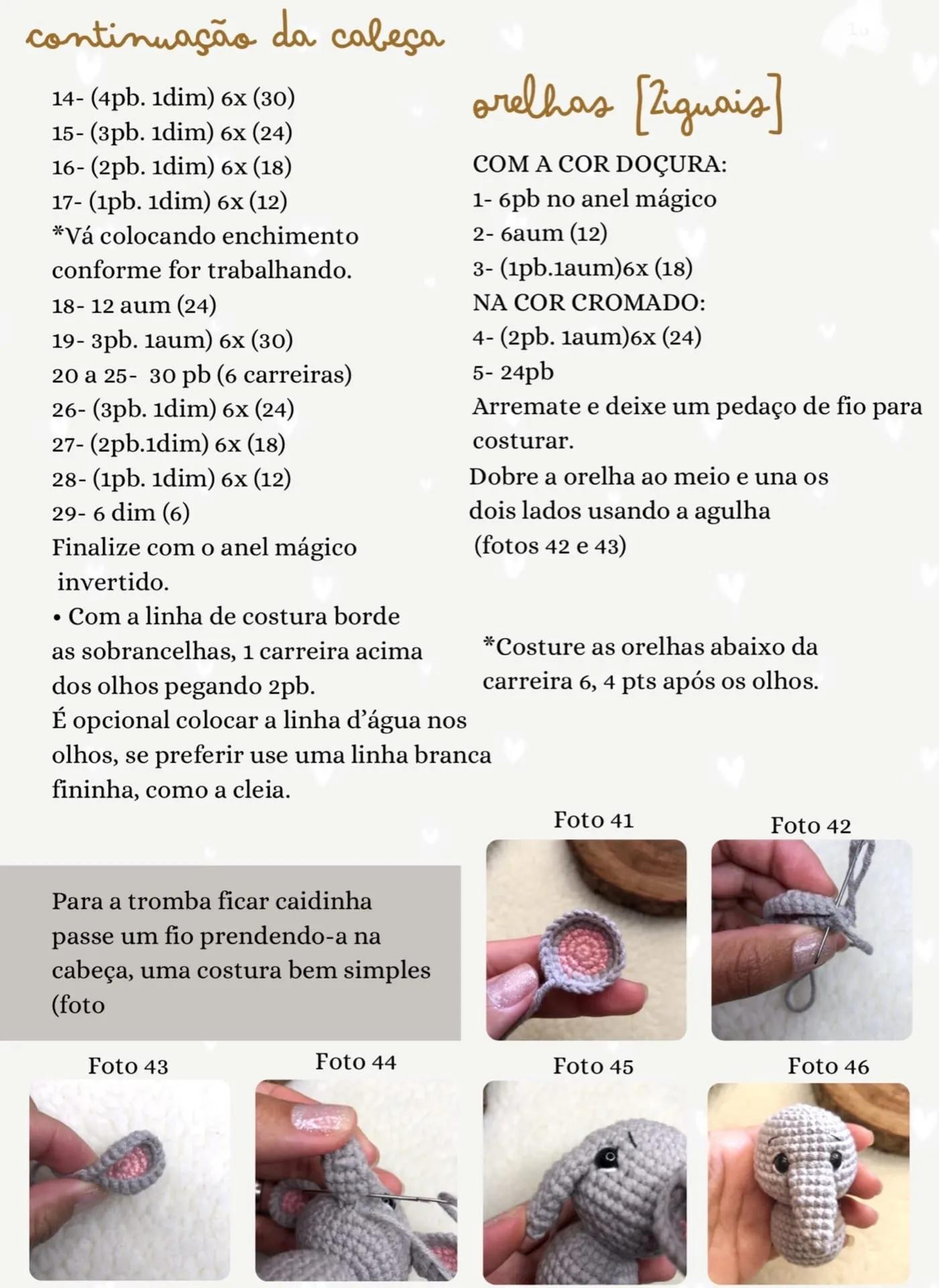 Tutoriel gratuit pour éléphant amigurumi gris et rose