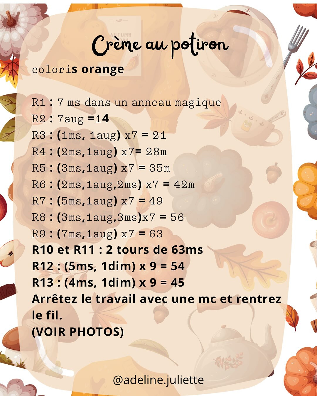 Tutoriel gratuit : Tartelette au potiron en crochet (Crème au potiron & Noisette de chantilly)