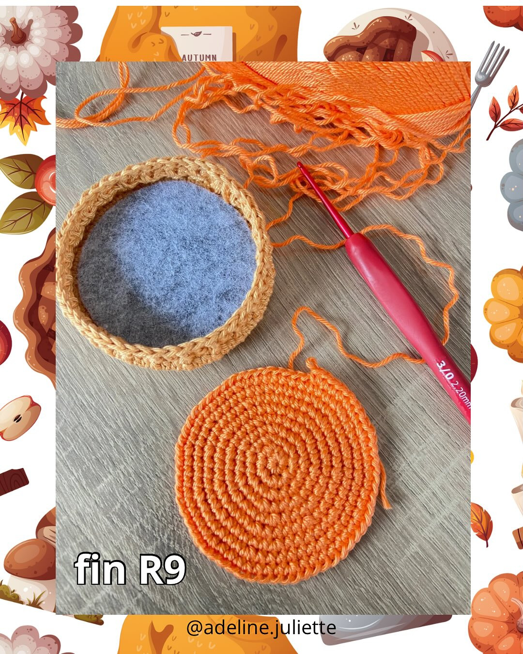 Tutoriel gratuit : Tartelette au potiron en crochet (Crème au potiron & Noisette de chantilly)