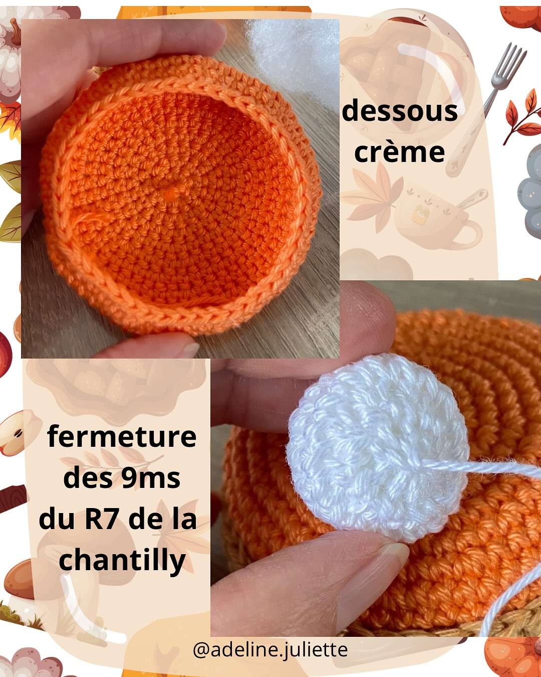Tutoriel gratuit : Tartelette au potiron en crochet (Crème au potiron & Noisette de chantilly)