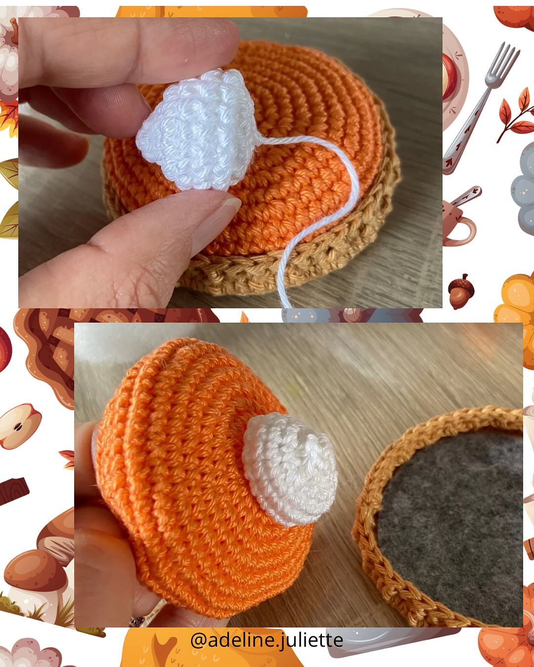 Tutoriel gratuit : Tartelette au potiron en crochet (Crème au potiron & Noisette de chantilly)