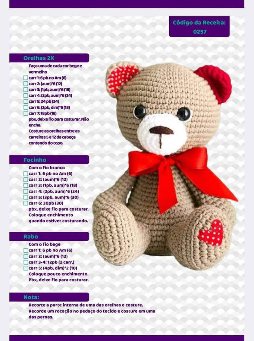 Tutoriel Grizzly Ours Amigurumi avec Nœud Rouge
