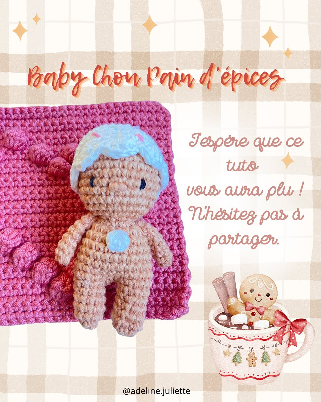 Tutoriel Móc Len Búp bê Baby Chou Pain d'épices: Hướng dẫn chi tiết cách móc nhân vật gừng Noel dễ thương