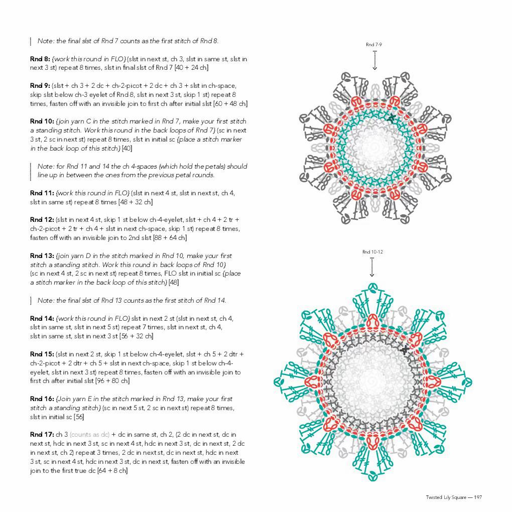Twisted Lily Square: Free Crochet Pattern and Chart for Extra Advanced Level