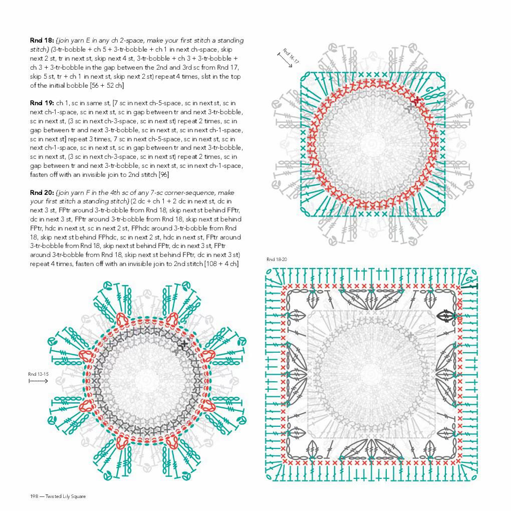 Twisted Lily Square: Free Crochet Pattern and Chart for Extra Advanced Level