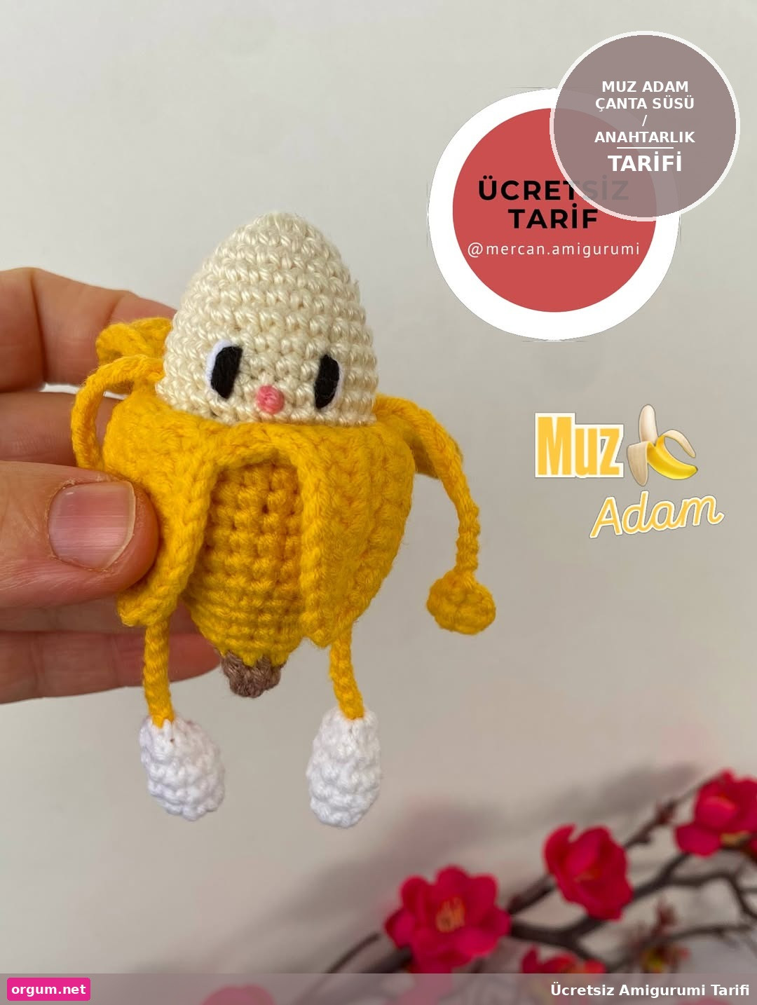 Ücretsiz Muz Adam Amigurumi Tarifi: Çanta Süsü ve Anahtarlık Yapımı