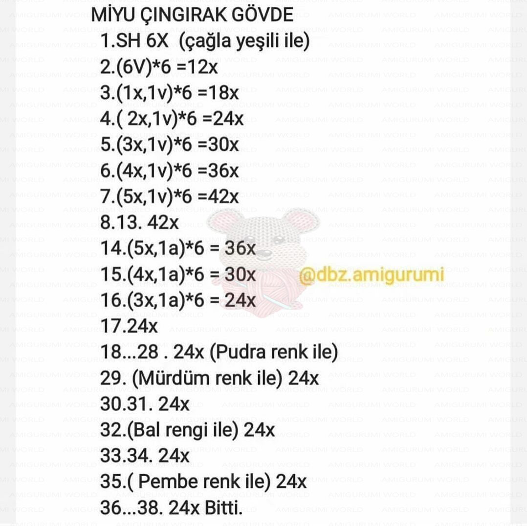 Ücretsiz Pisici Miyu Çıngırak Tarifi - Amigurumi Kedi Bebek Oyuncak Móc Len