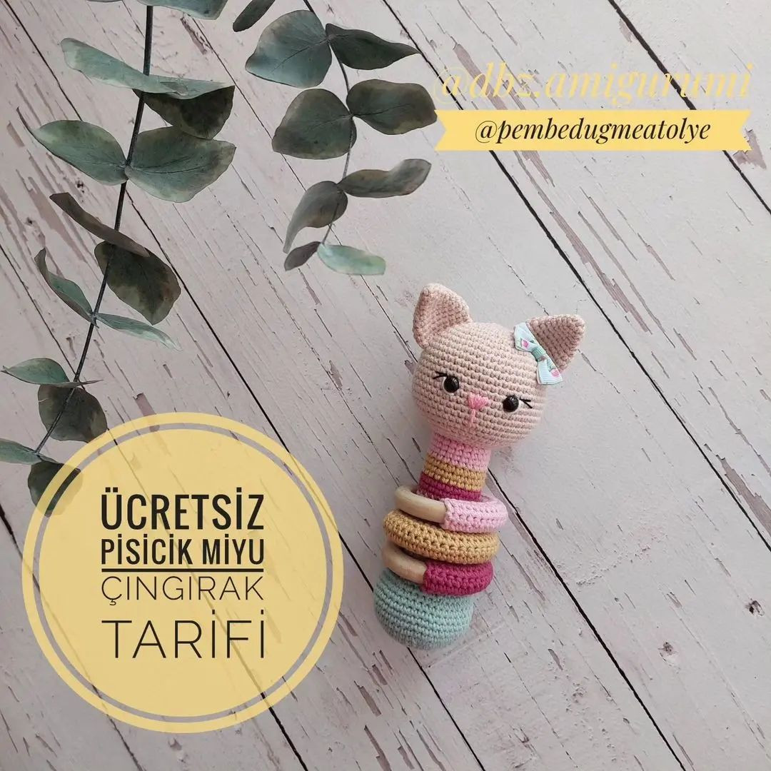 Ücretsiz Pisici Miyu Çıngırak Tarifi - Amigurumi Kedi Bebek Oyuncak Móc Len
