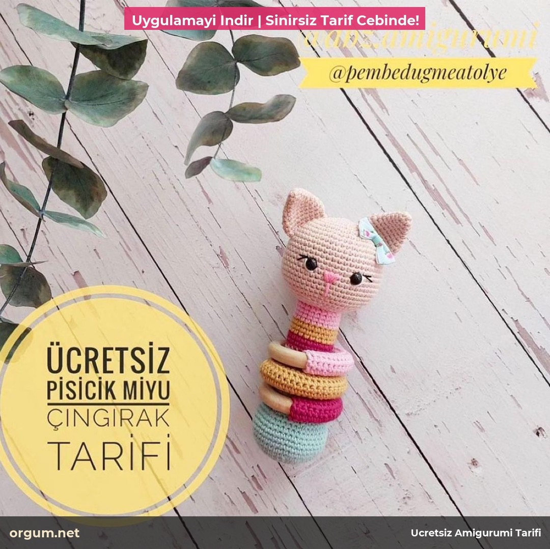Ücretsiz Pisici Miyu Çıngırak Tarifi - Amigurumi Kedi Bebek Oyuncak Móc Len
