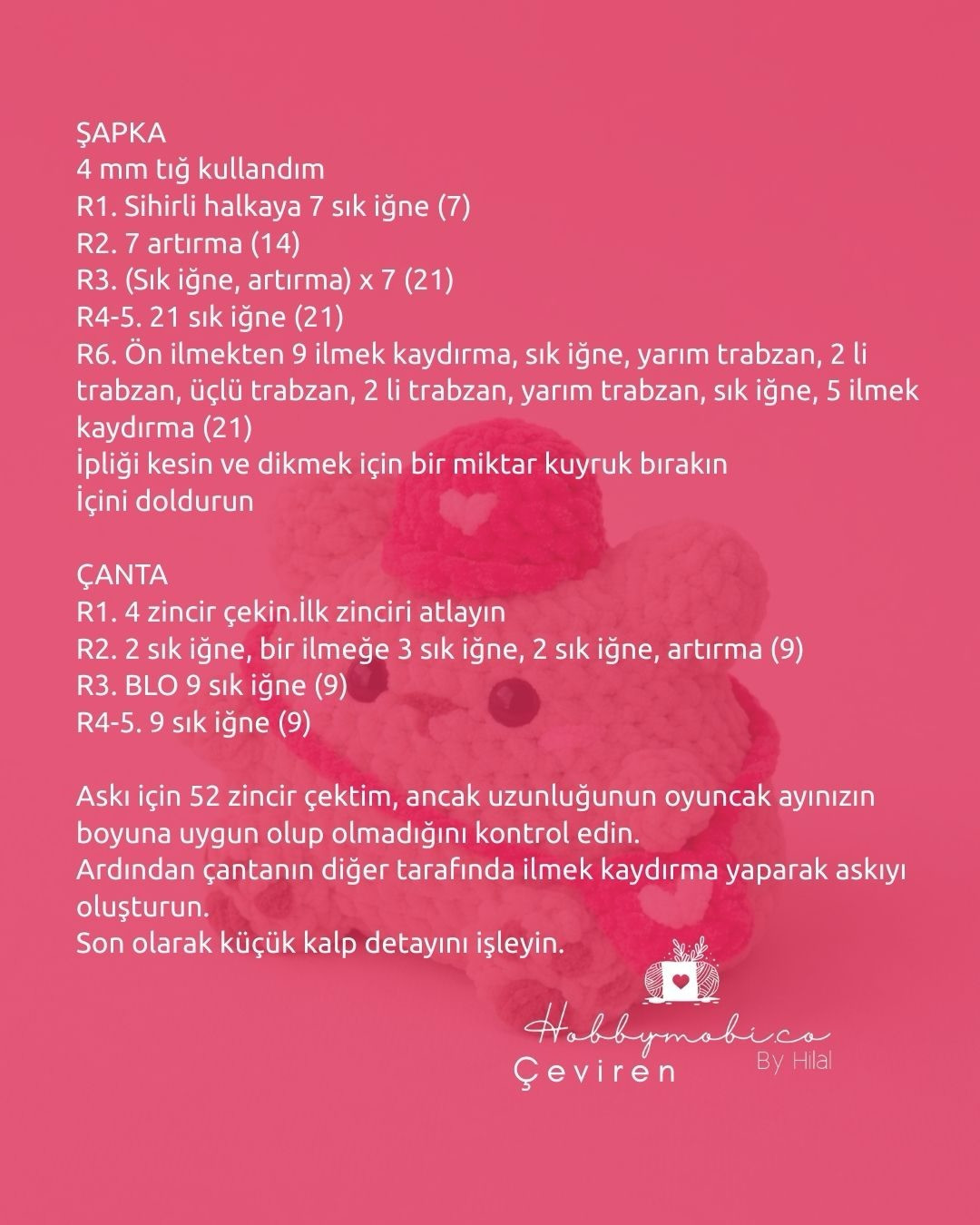 Ücretsiz Tarif: Minik Ayıcık Amigurumi - Şapka ve Çanta Detaylı Örgü Deseni