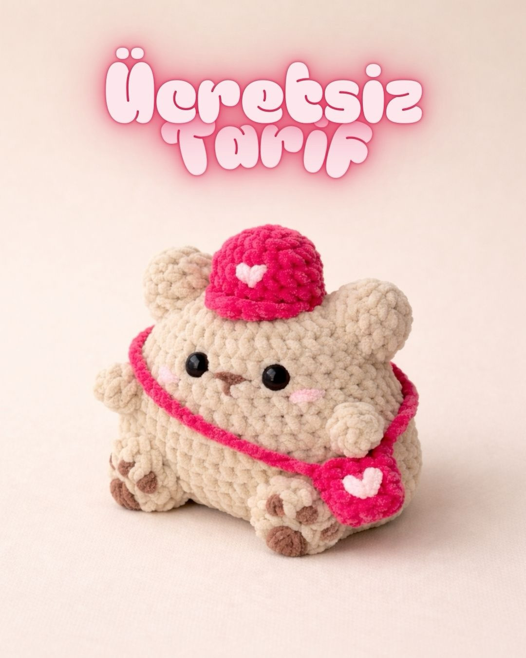 Ücretsiz Tarif: Minik Ayıcık Amigurumi - Şapka ve Çanta Detaylı Örgü Deseni