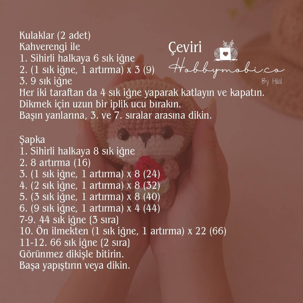 Ücretsiz Tarif: Mocha Squirrel Amigurumi with Watermelon and Hat - Free Crochet Pattern