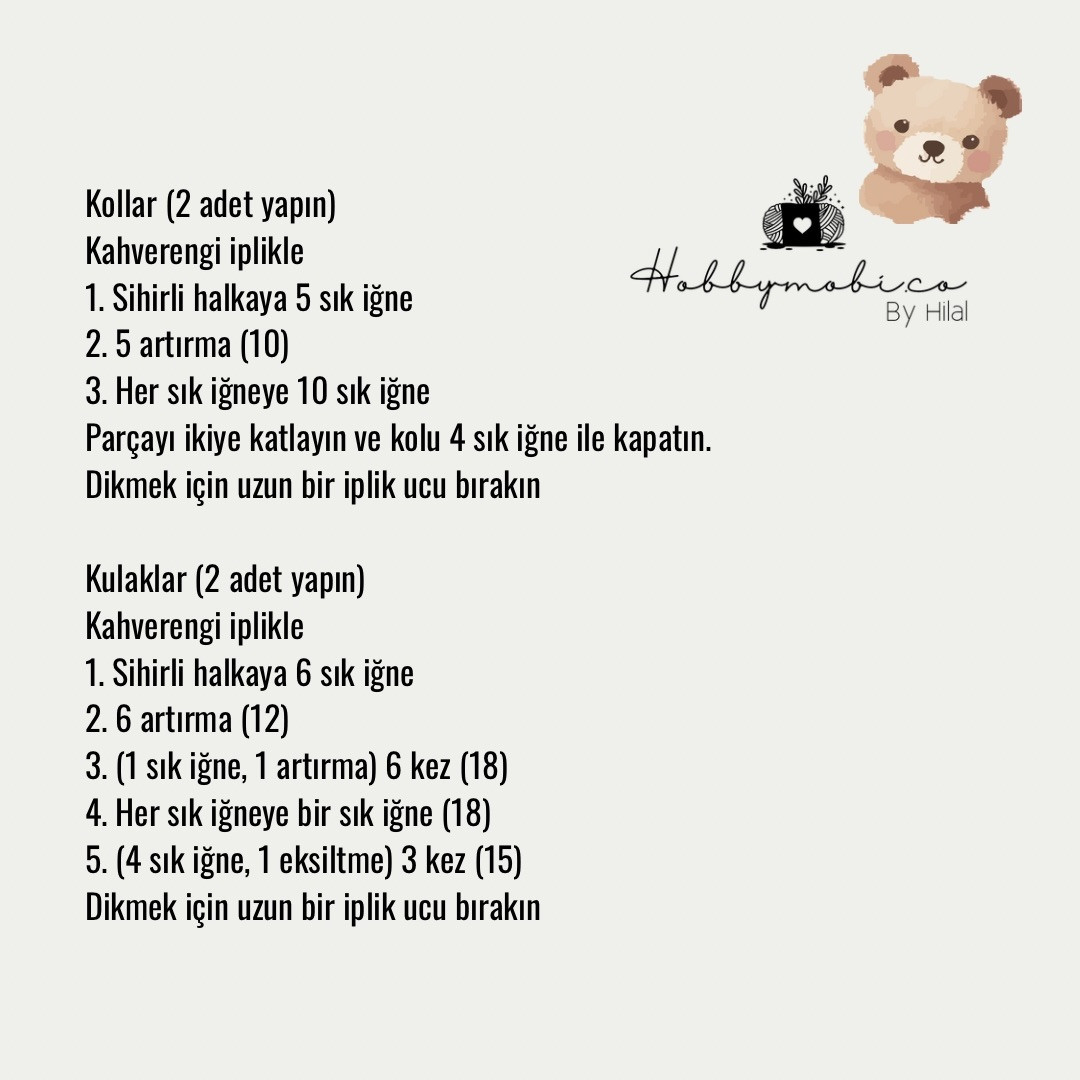 Ücretsiz Türkçe Tarif: Sevimli Kahverengi Amigurumi Ayı (Taç ve Mavi Yaka ile)