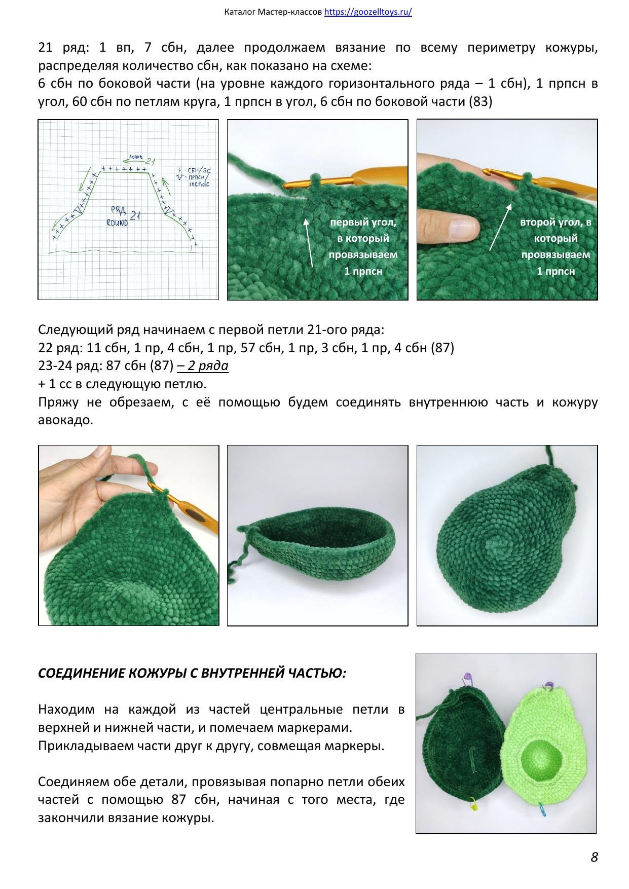 Веселый Авокадо: Мастер-класс по вязанию крючком, автор @goozell_toys