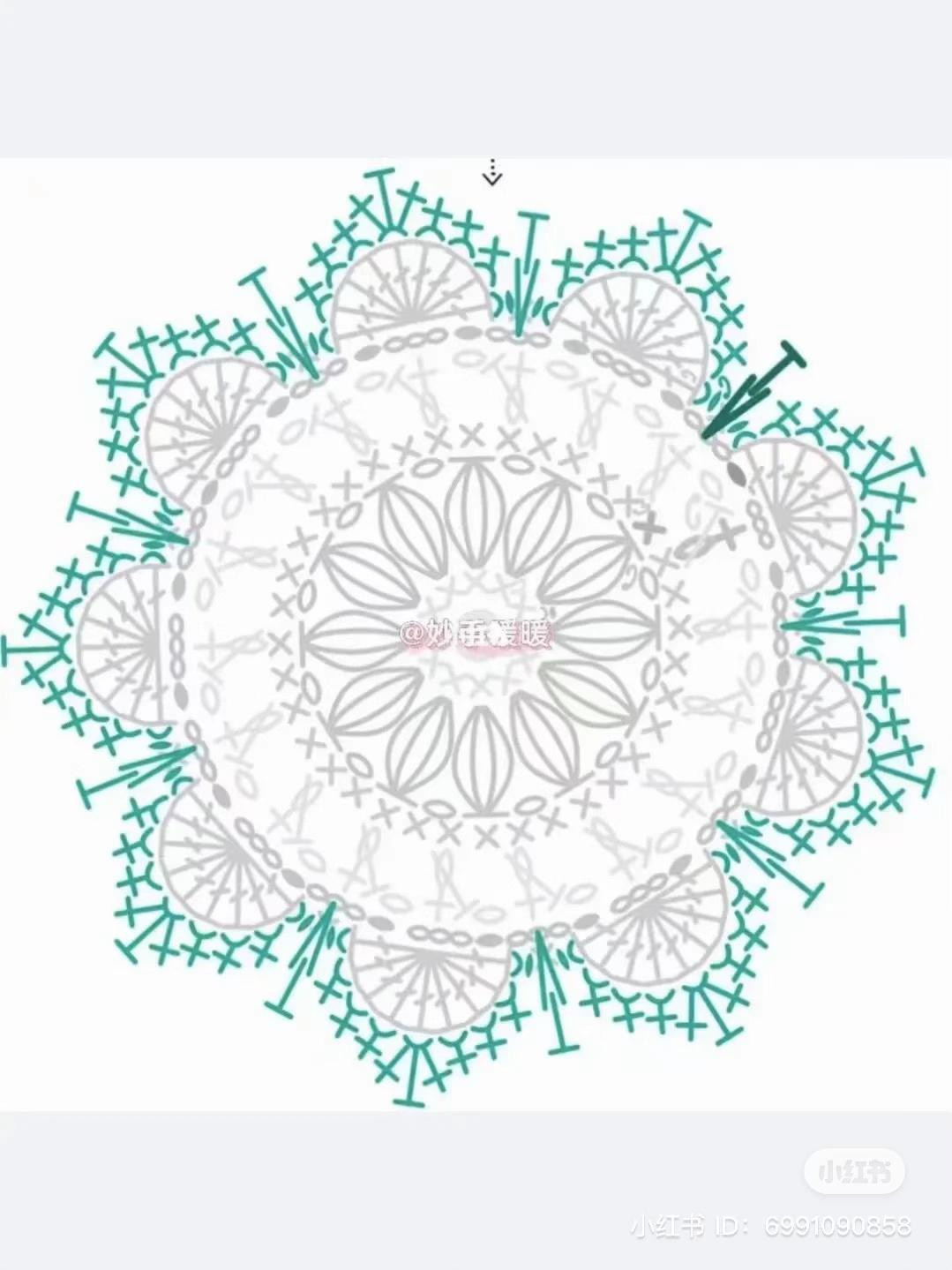 Vintage Blue and Orange Crochet Granny Square with Detailed Flat Chart Pattern
