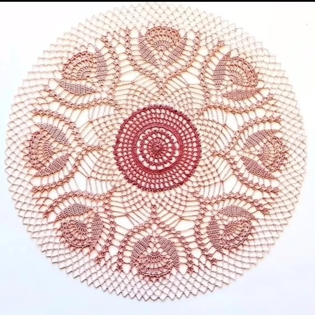 Vintage Pink Lace Doily Crochet Chart and Finished Photo