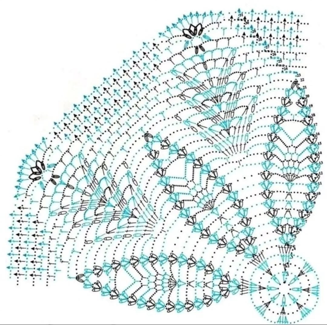 Vintage White Floral Hexagonal Lace Doily Crochet Chart Pattern