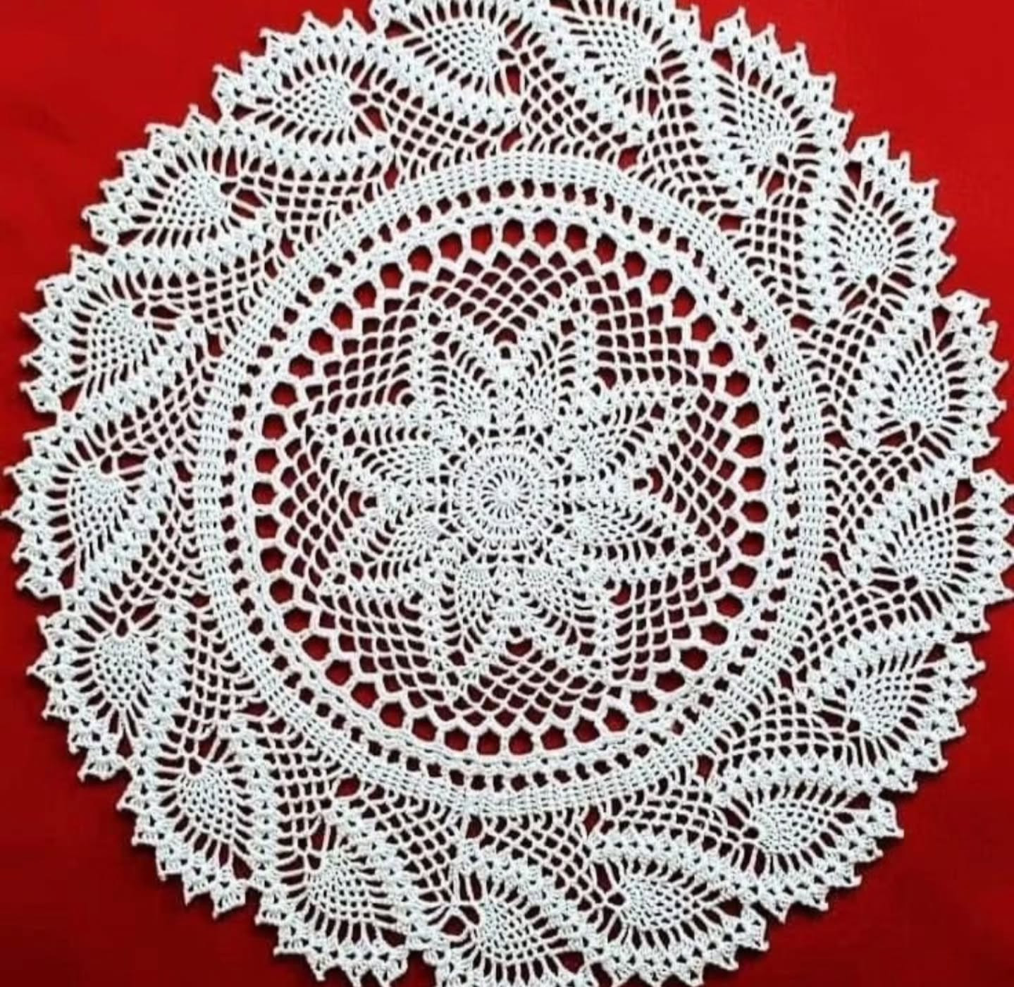 Vòng tròn móc len hình hoa dứa với biểu đồ hướng dẫn chi tiết