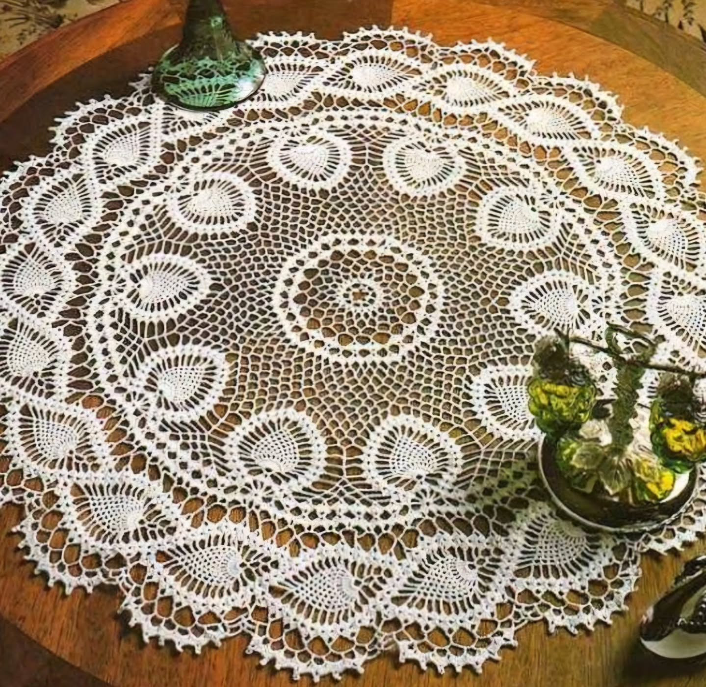 Vòng tròn móc len hình hoa dứa với biểu đồ hướng dẫn chi tiết