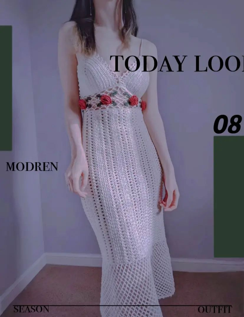 Wealthy Branch Crochet Dress Pattern with Rose Belt